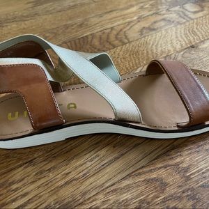 Gold and camel brown sandals